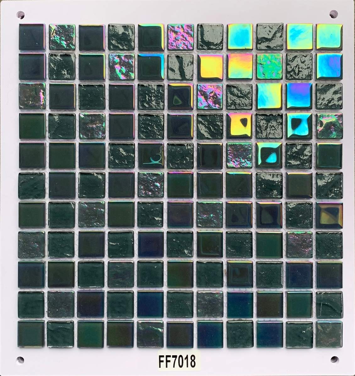 Deep Forest Green Iridescent Glass Mosaic Tile, 25x25mm, for Accent Walls & Bathrooms TQ36-FF7018