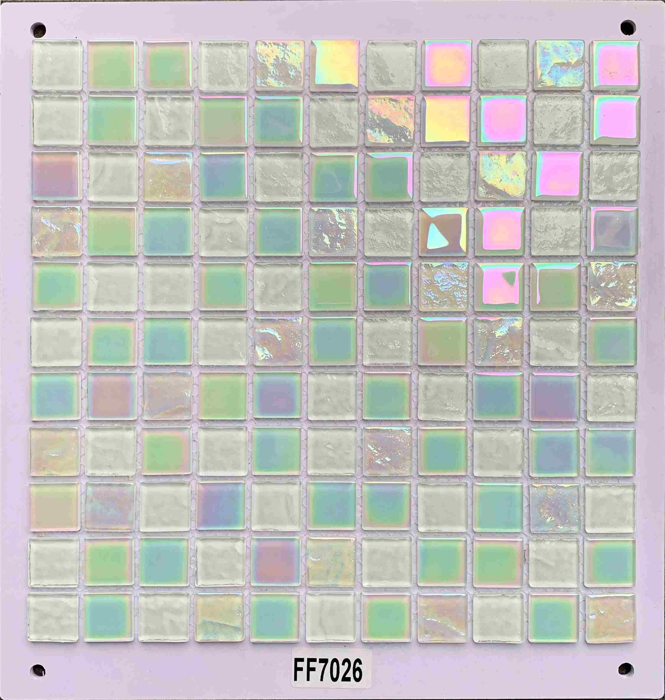 Dreamy Opal Pastel Iridescent Glass Mosaic Tile, 25x25mm, for Accent Walls & Bathrooms TQ36-FF7026