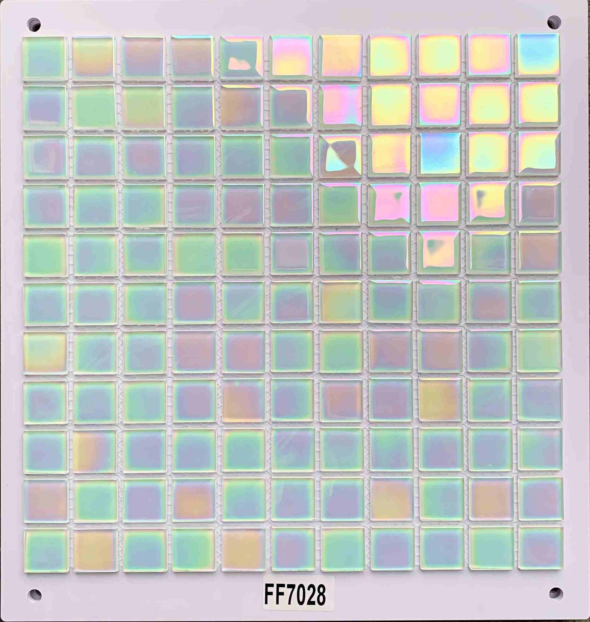Full Iridescent Pastel Rainbow Glass Mosaic Tile, 25x25mm, for Accent Walls & Bathrooms TQ36-FF7028