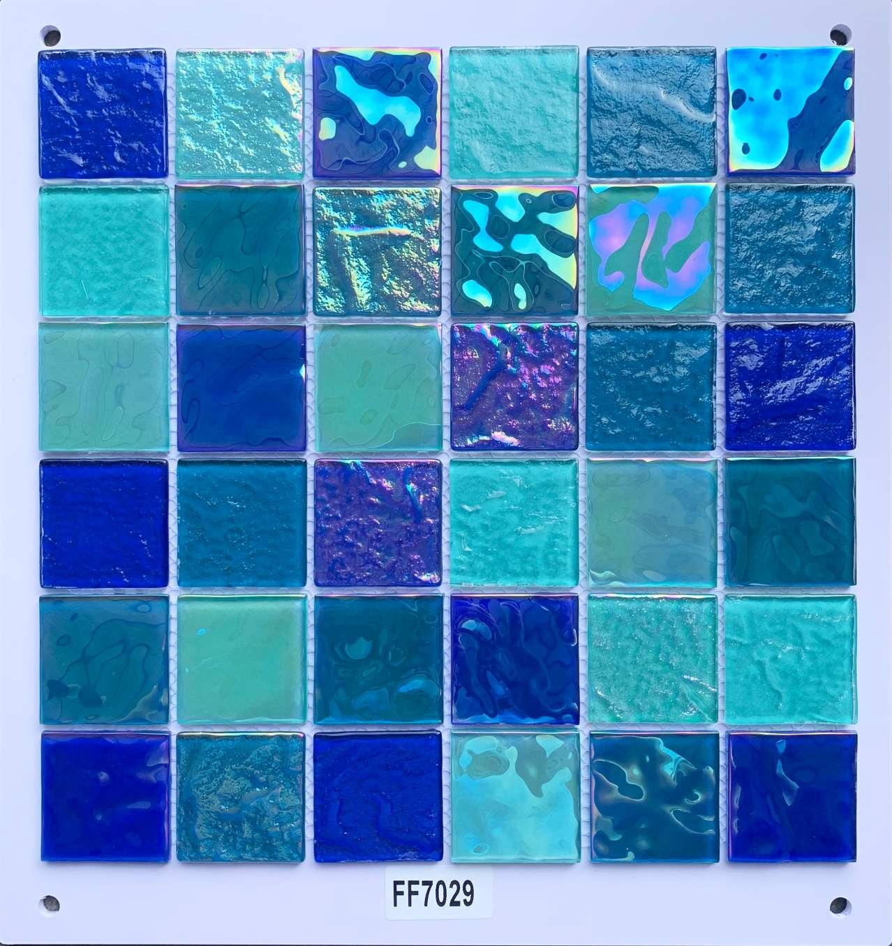 Deep Ocean Blue Iridescent Glass Mosaic Tile, 48x48mm, for Pools & Bathrooms TQ36-FF7029