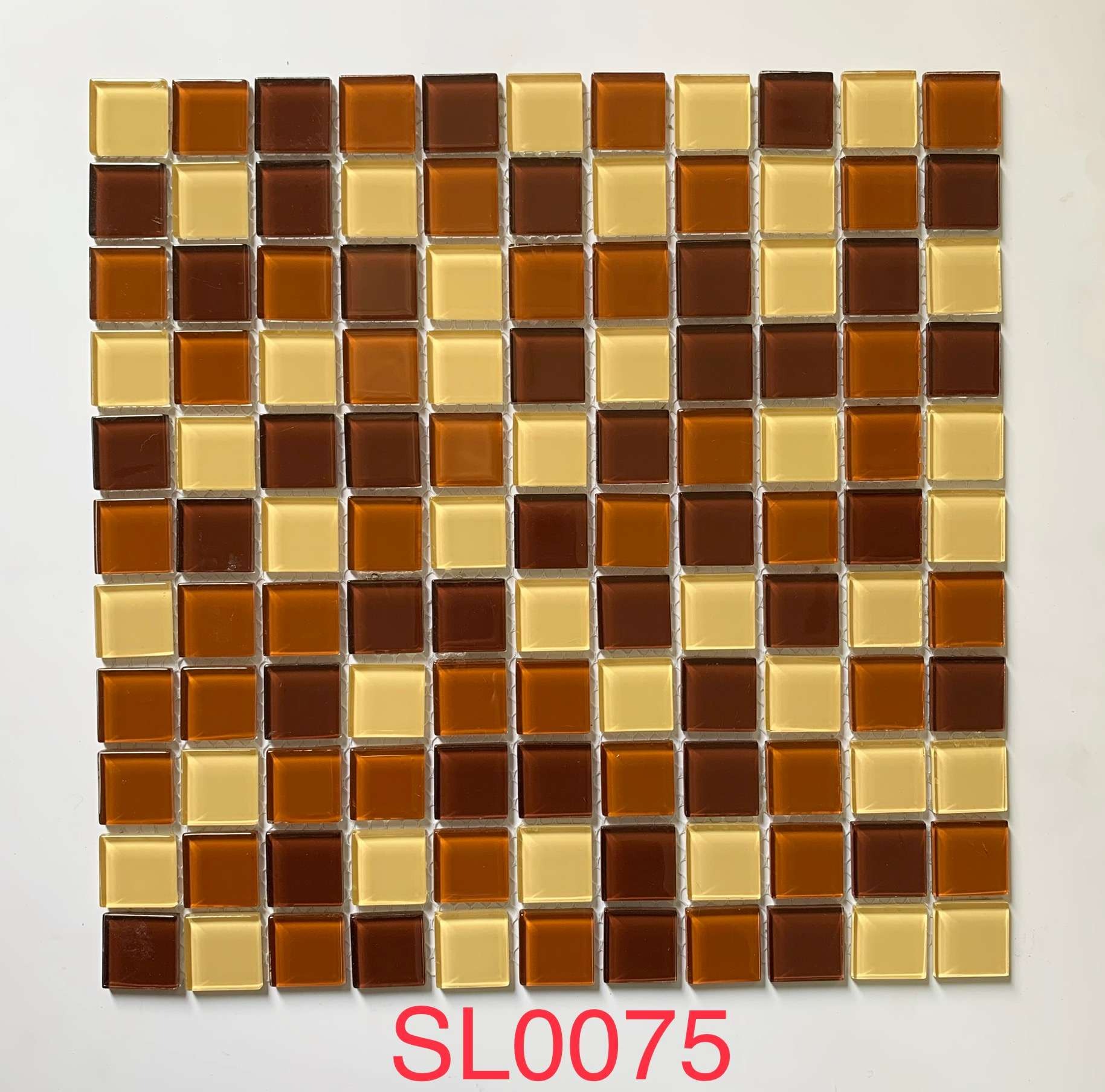 Warm Sunset Brown & Amber Glass Mosaic Tile, 25x25mm, for Feature Walls & Backsplashes TQ36-SL0075