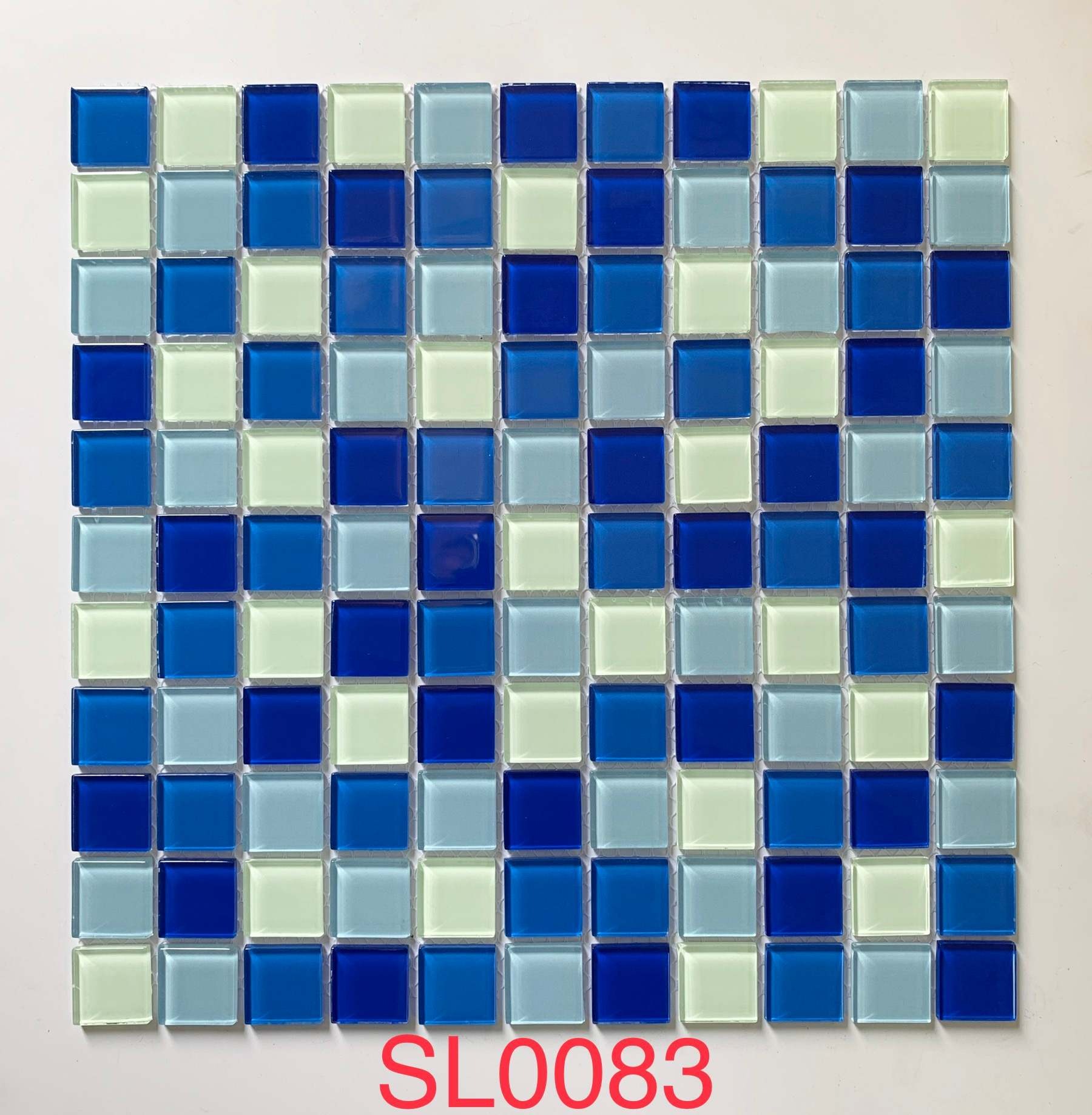 Serene Ocean Blue, Sky Blue & Mint Glass Mosaic Tile, 25x25mm, for Pools & Bathrooms TQ36-SL0083