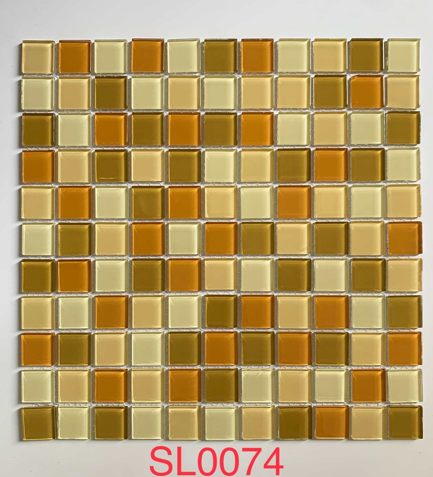 Warm Golden Amber & Honey Glass Mosaic Tile, 25x25mm, for Feature Walls & Backsplashes TQ36-SL0074