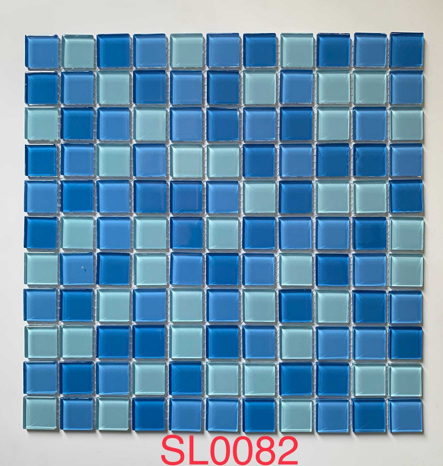 Two-Tone Ocean Blue Glass Mosaic Tile, 25x25mm, for Swimming Pools & Bathroom Walls TQ36-SL0082
