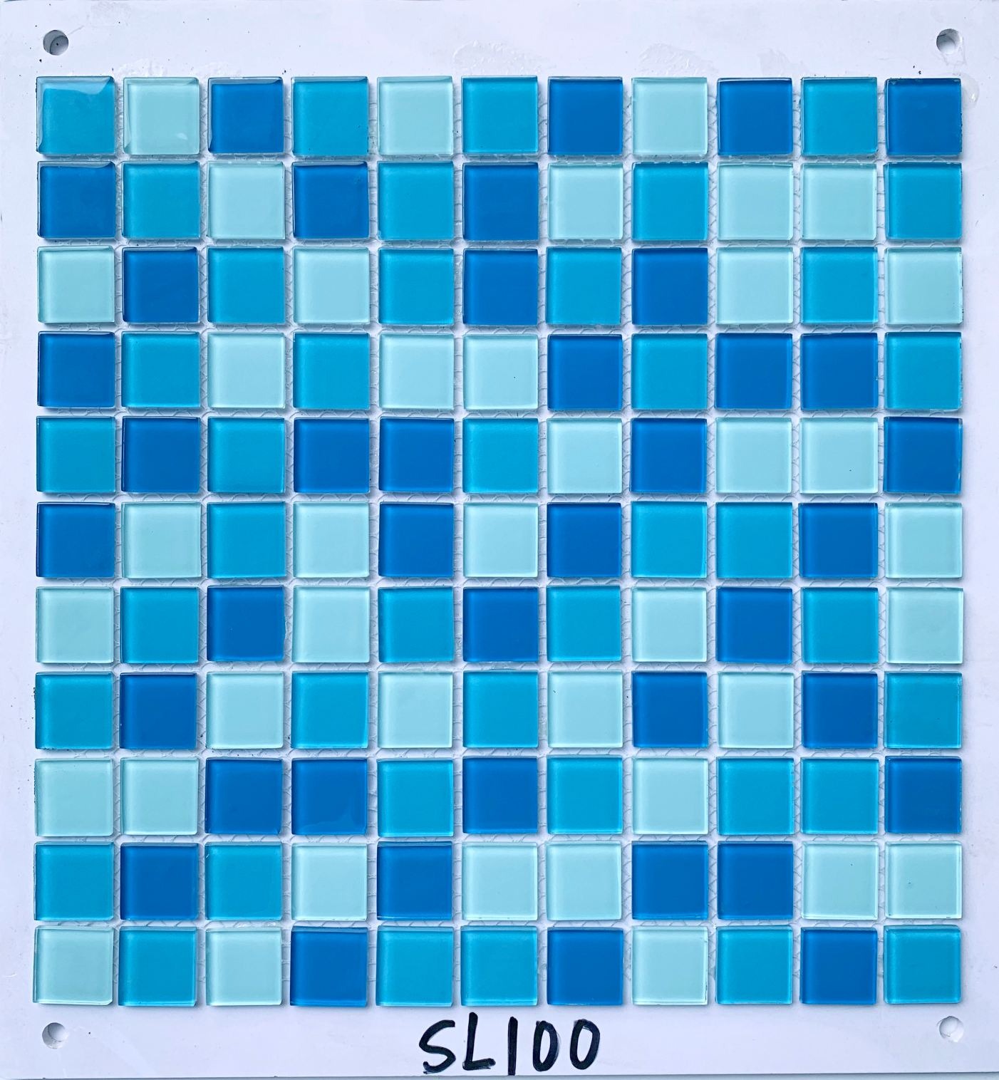 Two-Tone Ocean Blue Glass Mosaic Tile, 25x25mm, for Swimming Pools & Bathroom Walls TQ36-SL100