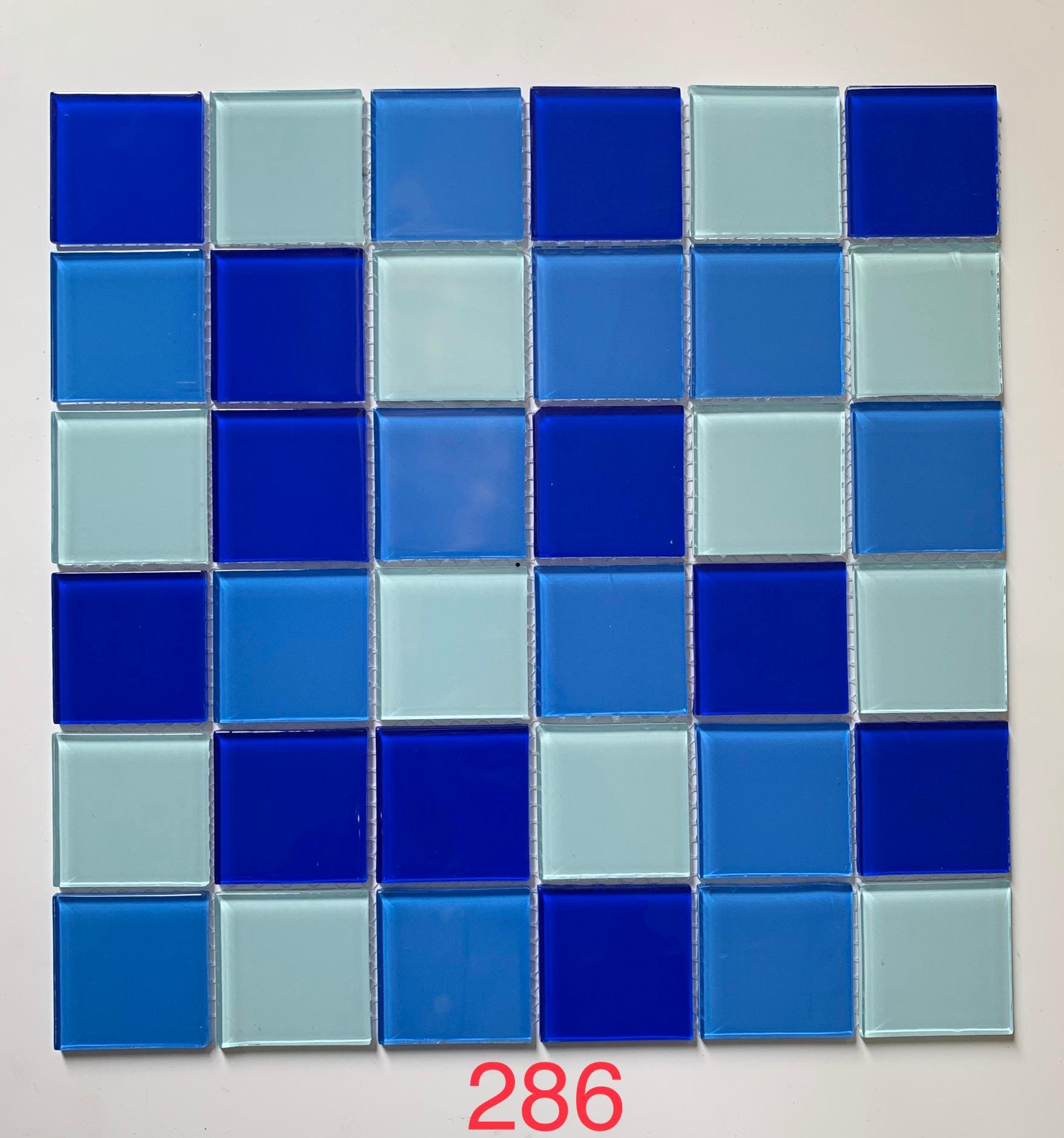Two-Tone Ocean Blue Glass Mosaic Tile, 48x48mm, for Swimming Pools & Bathroom Walls TQ36-286