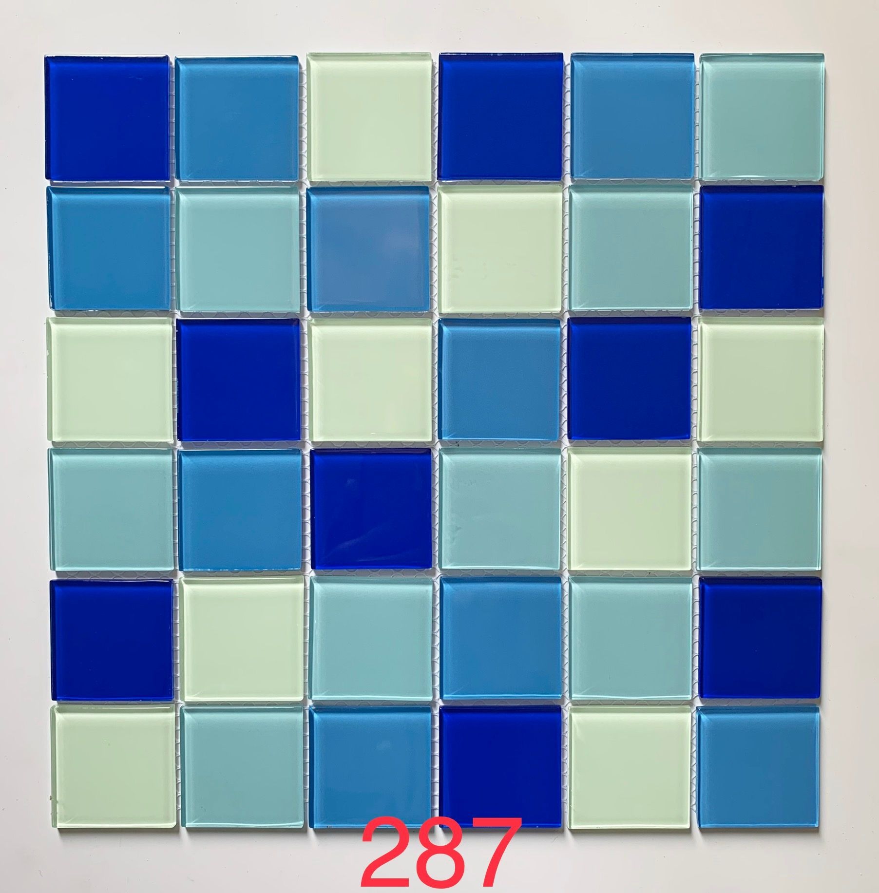 Ocean Blue, Aqua & Mint Glass Mosaic Tile, 48x48mm, for Swimming Pools & Bathrooms TQ36-287