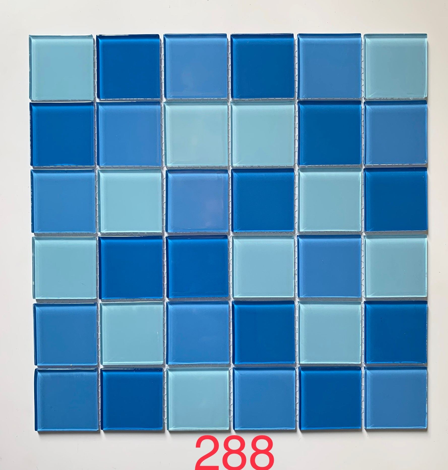 Two-Tone Ocean Blue Glass Mosaic Tile, 48x48mm, for Swimming Pools & Bathroom Walls TQ36-288