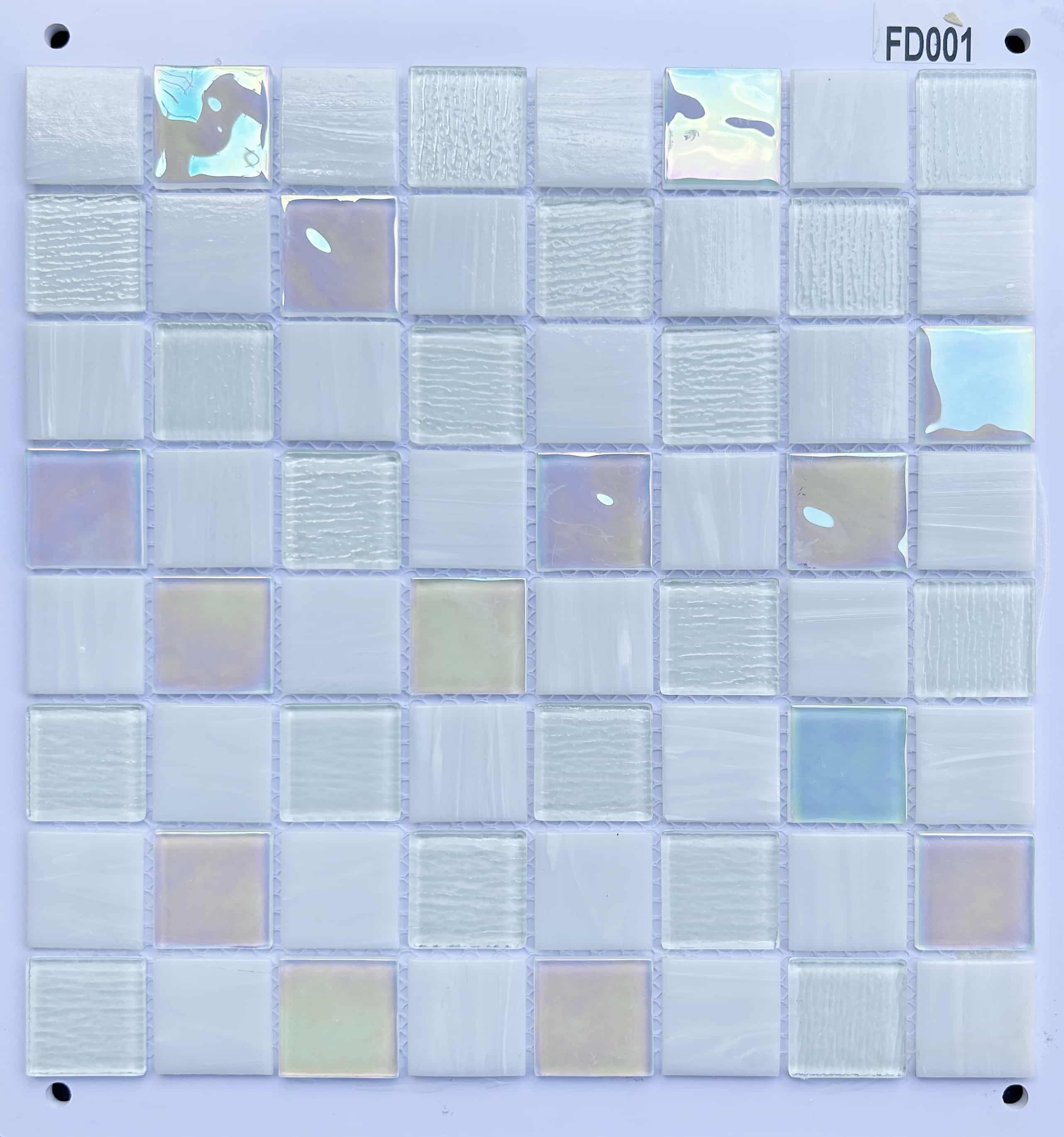 Iridescent White & Pearl Glass Mosaic Tile, 36x36mm, for Bathrooms & Accent Walls TQ36-FD001