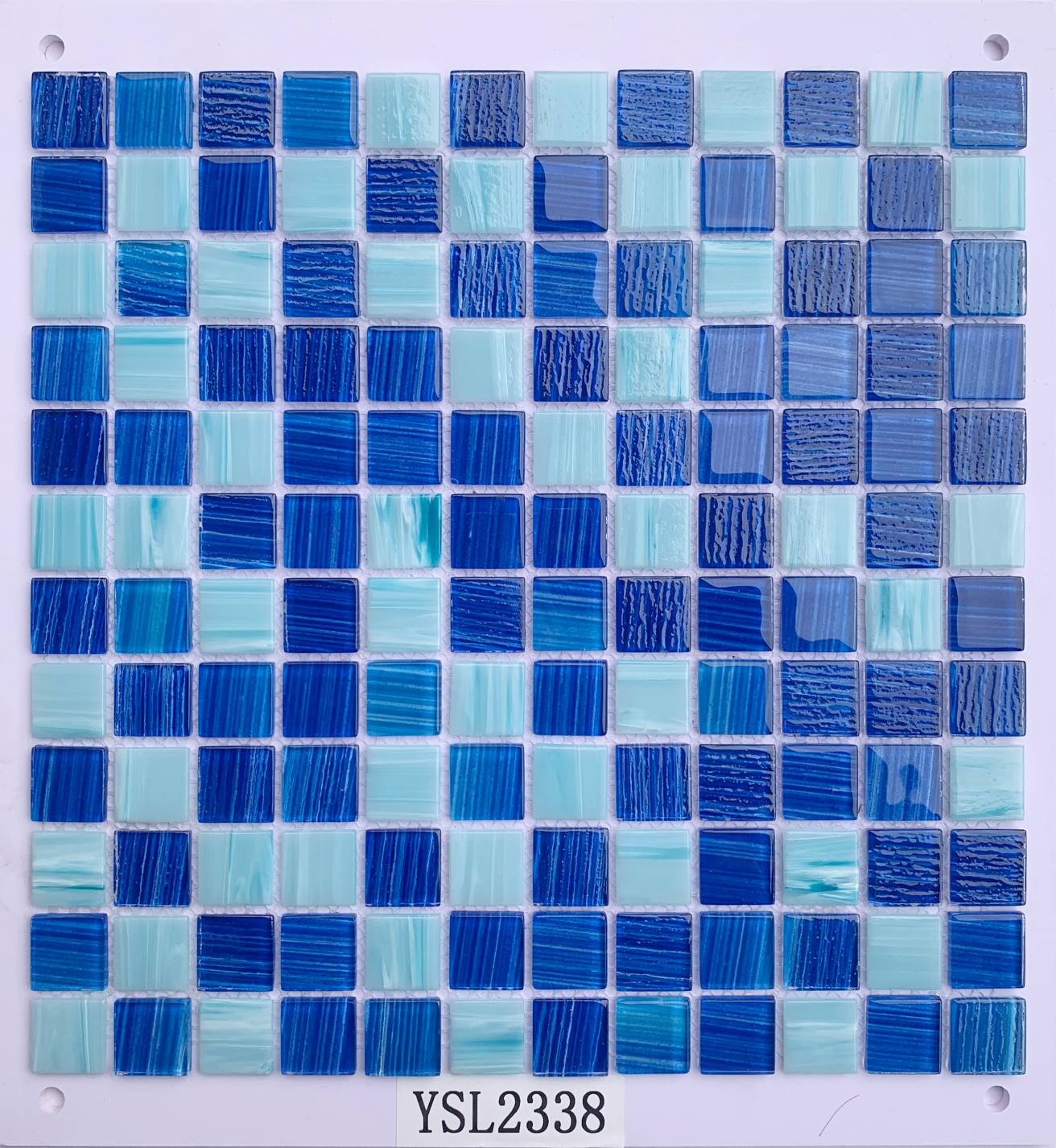 Ocean Blue & Light Aqua Mixed Glass Mosaic Tile, 23x23mm, for Swimming Pools & Bathrooms TQ36-YSL2338