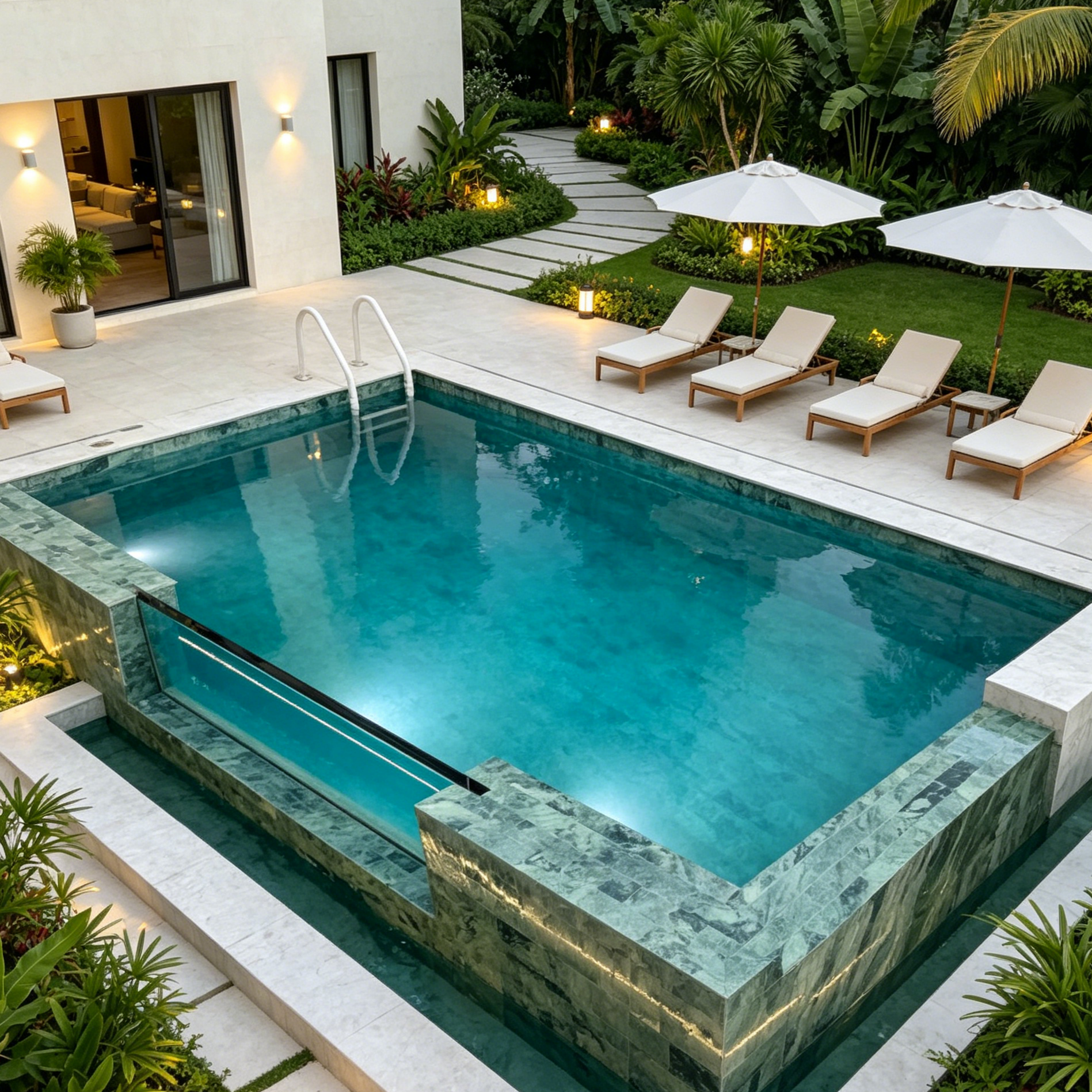 Deep Lagoon Green Sukabumi Look Pool Tile for Bali-Inspired Luxury Swimming Pools TQ37-66109