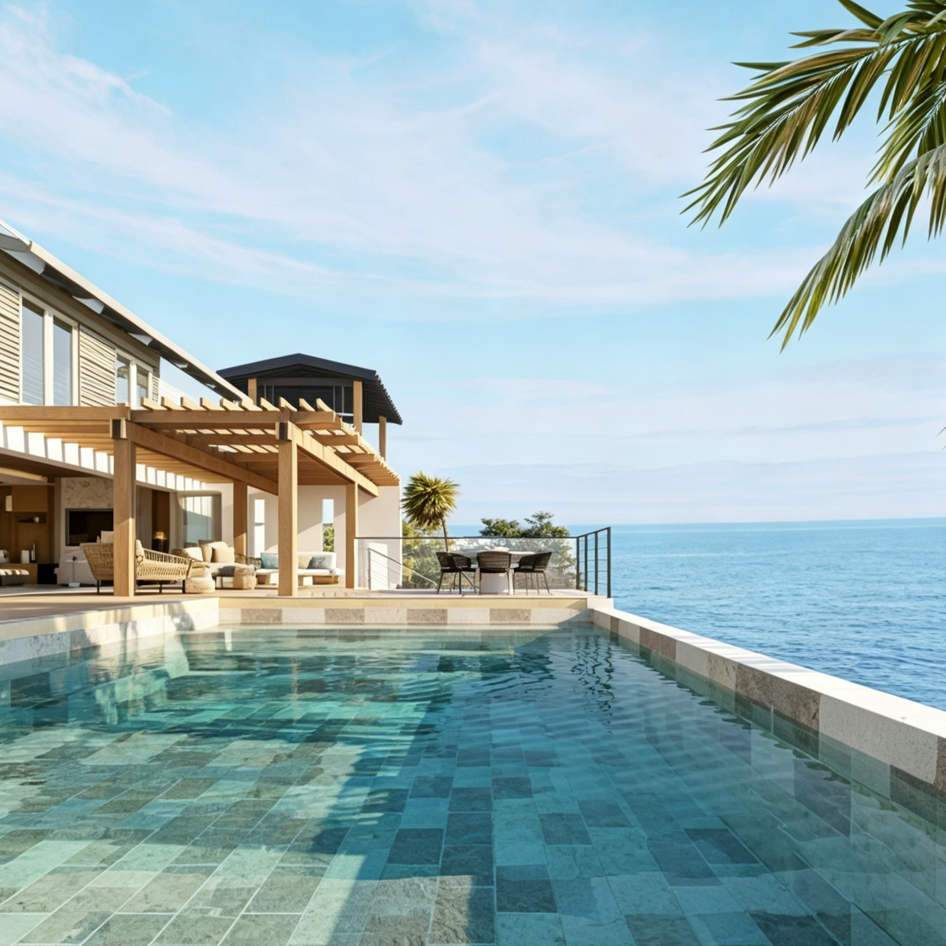 Soft Grey Porcelain Pool Tile for Modern Villa and Wellness Spa Projects TQ37-66115