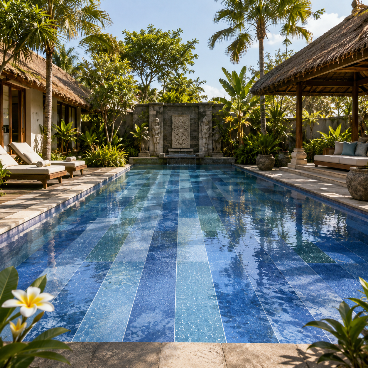 Clear Blue Porcelain Pool Mosaic Tile for Resort Swimming Pools and Spas TQ37-66M03