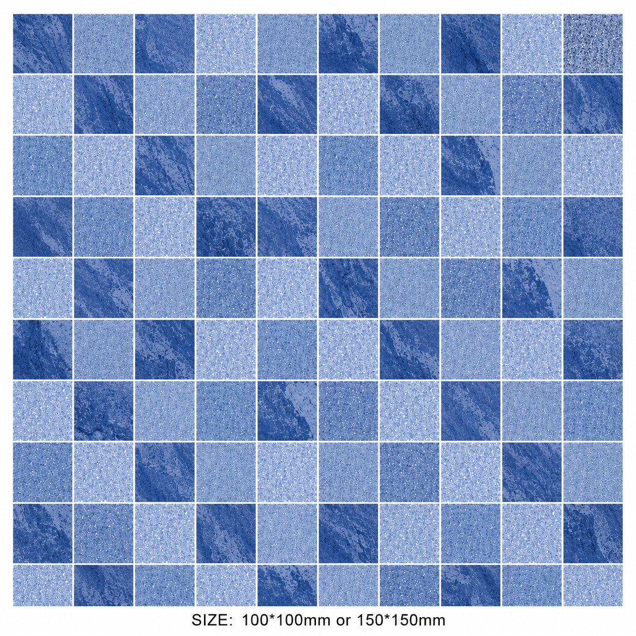 Clear Blue Porcelain Pool Mosaic Tile for Resort Swimming Pools and Spas TQ37-66M03