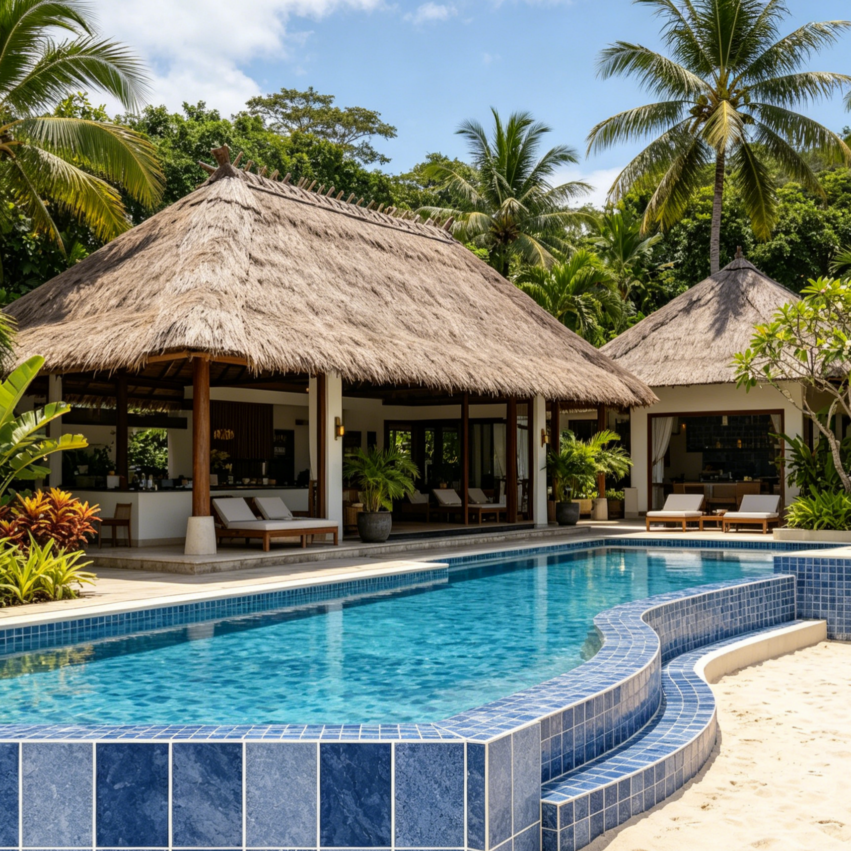 Blue Ocean Wave Stone Look Porcelain Pool Mosaic Tile for Resort Pools TQ37-66M05