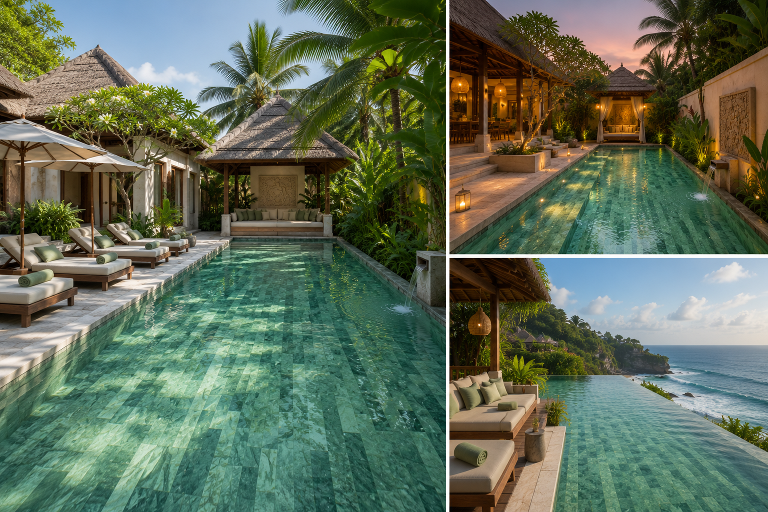 Deep Lagoon Sukabumi Look Pool Tile Alternative for Tropical Green Bali Style Pools TQ37-66M09