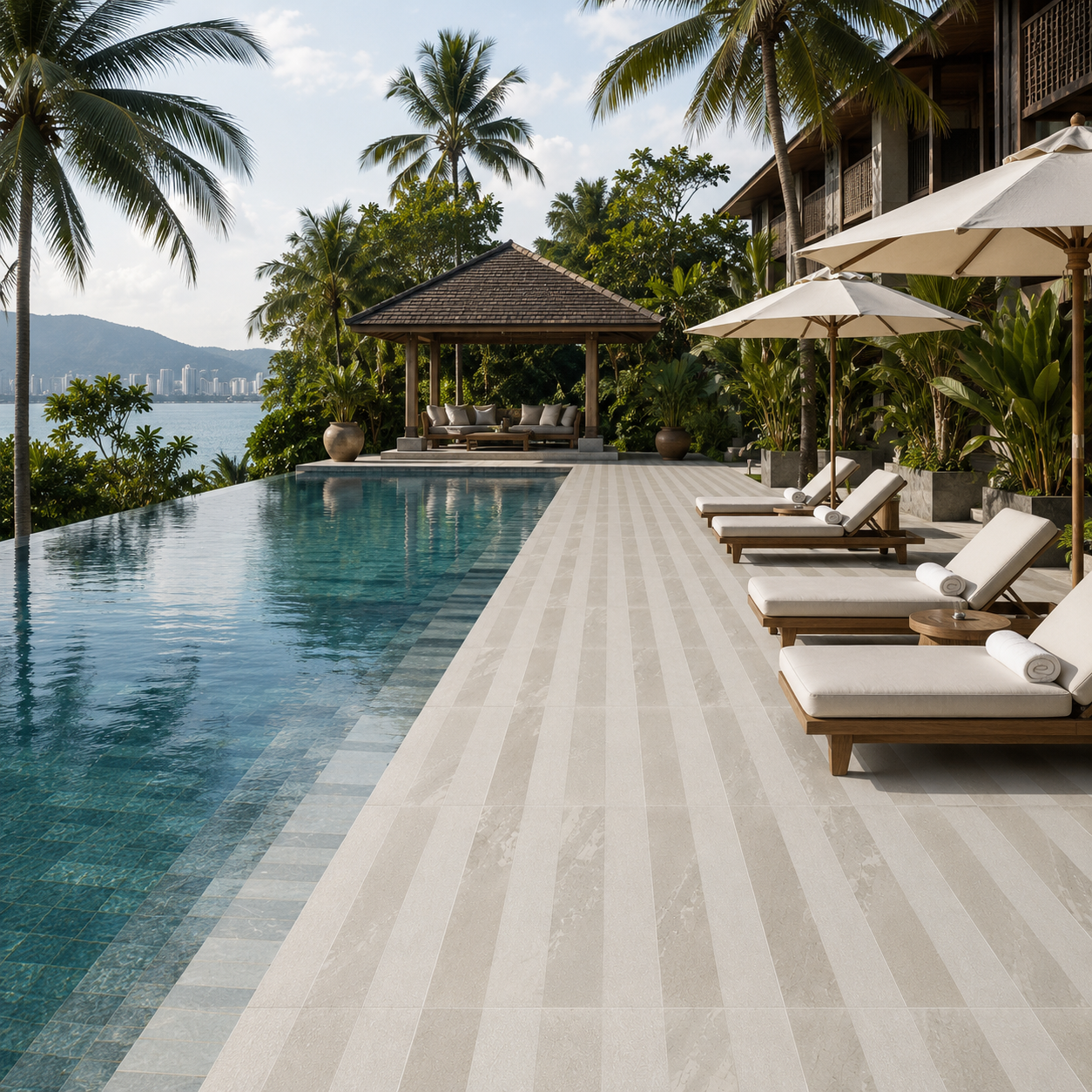 Warm Sand Bali Style Pool Tile for Coastal Outdoor Living and Sukabumi Look Pool Projects TQ37-66112
