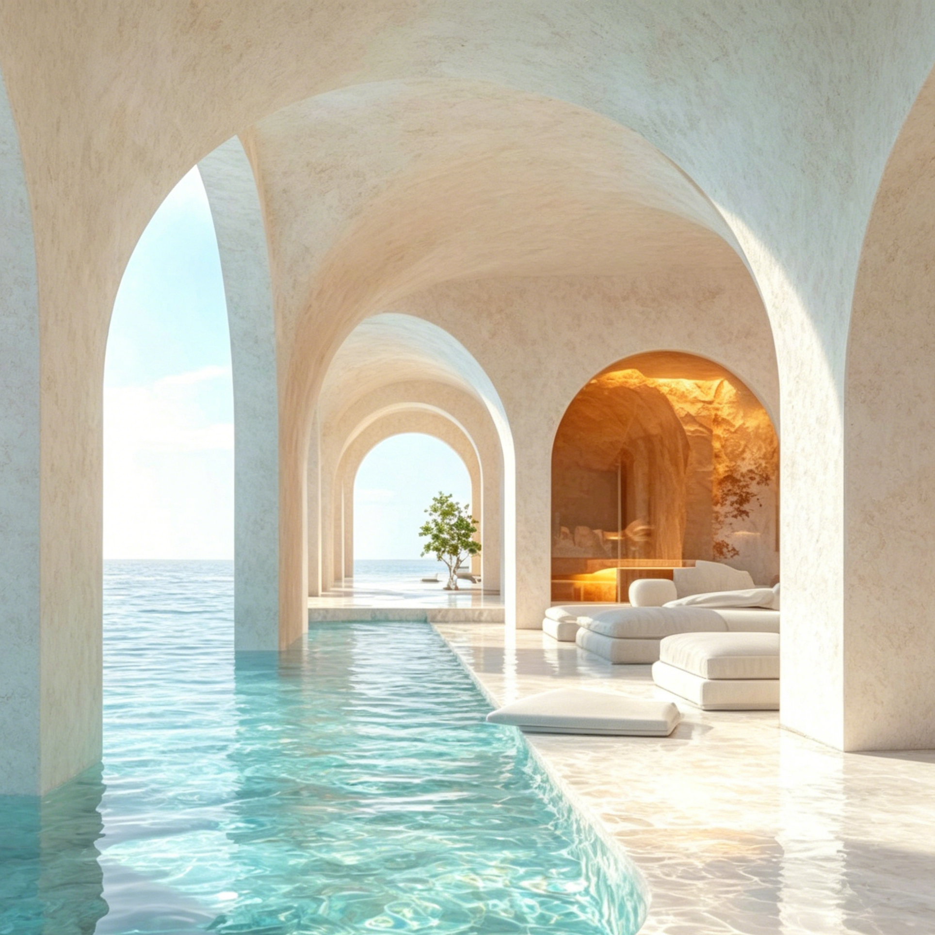 Beige Stone Look Bali Style Pool Tile for Luxury Resorts and Sukabumi Look Pool Alternatives TQ37-66113