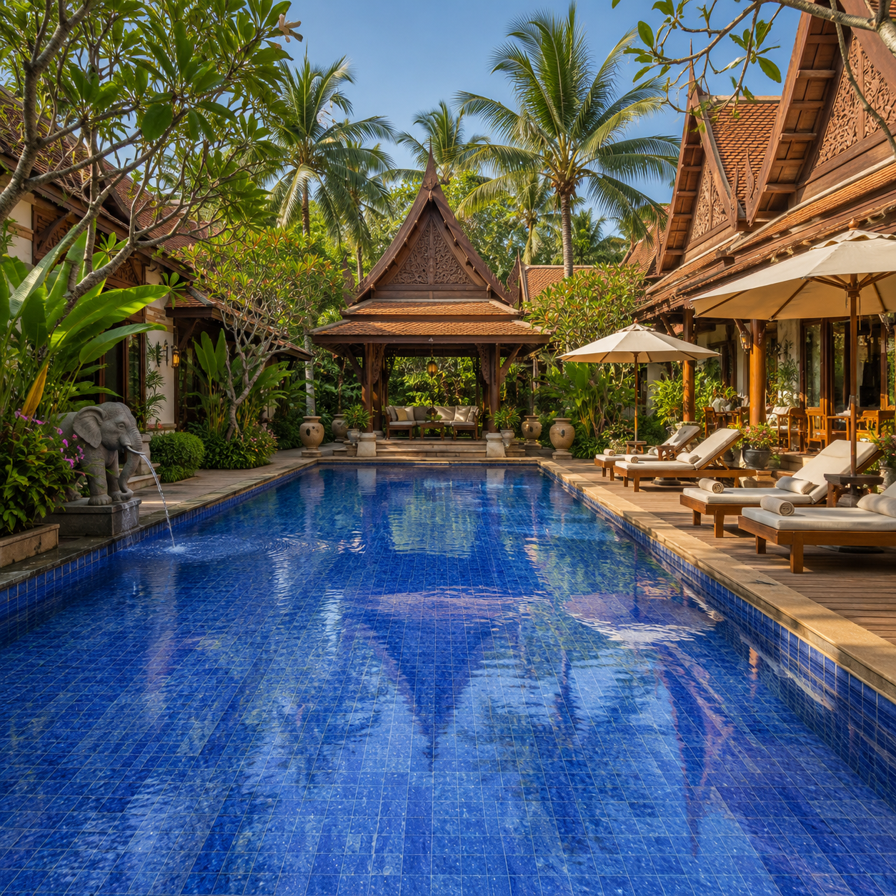 Deep Ocean Blue Pool Tile for Modern Resorts with Bali Style and Sukabumi Look Inspiration TQ37-66164