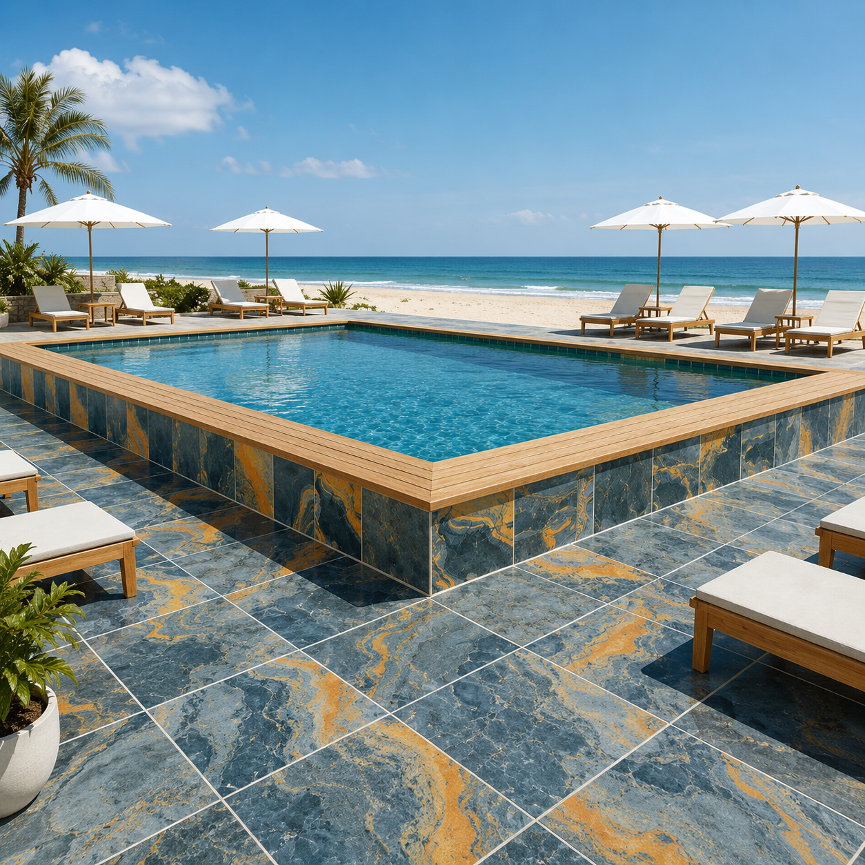 Slate Blue Bali Style Pool Tile for Sukabumi Look Pool Tile Inspired Resort and Villa Pools TQ38-66M22