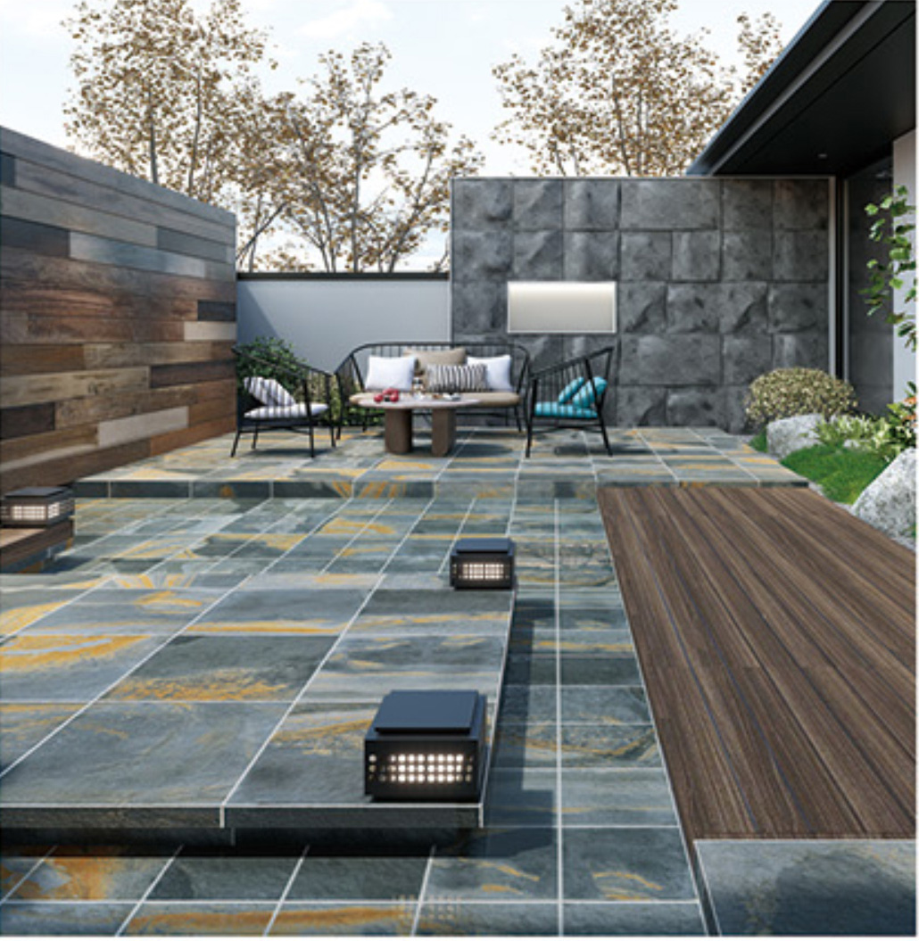 Slate Grey Stone Look Pool Tile for Bali Style Pool Tile and Sukabumi Look Pool Design Projects TQ38-66M23