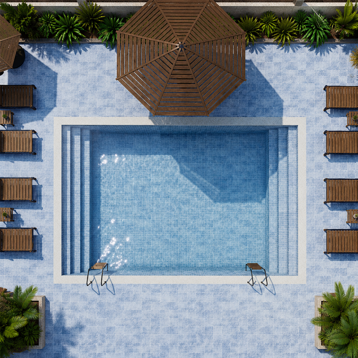 Sky Blue Porcelain Pool Tile for Resort Style Pools and Sukabumi Look Outdoor Living Concepts TQ38-66M25