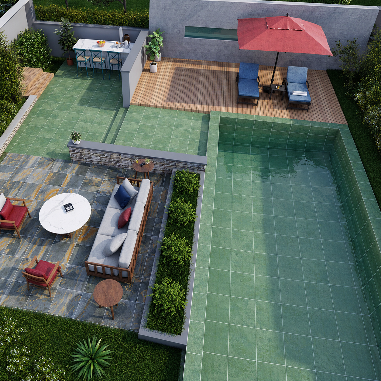 Indian Green Bali Style Pool Tile for Tropical Green Pool Tile and Sukabumi Look Pool Projects TQ38-66M27