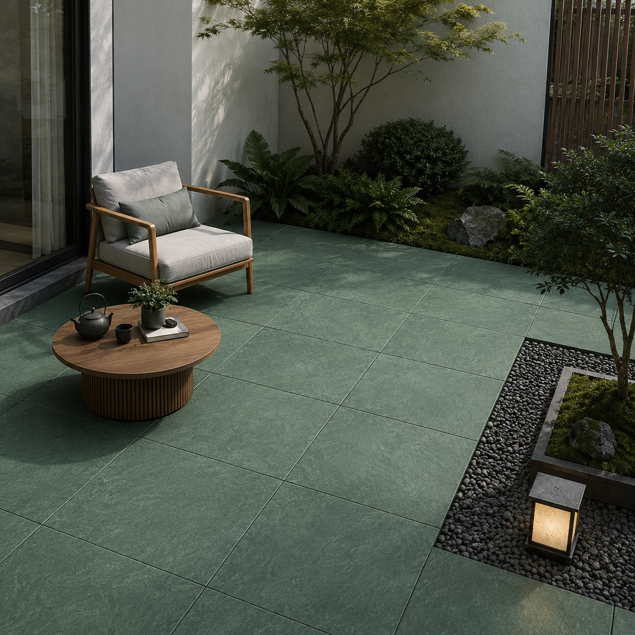 Sea Weed Green Tropical Green Pool Tile for Bali Style Pool Tile and Sukabumi Look Outdoor Spaces TQ38-66M34