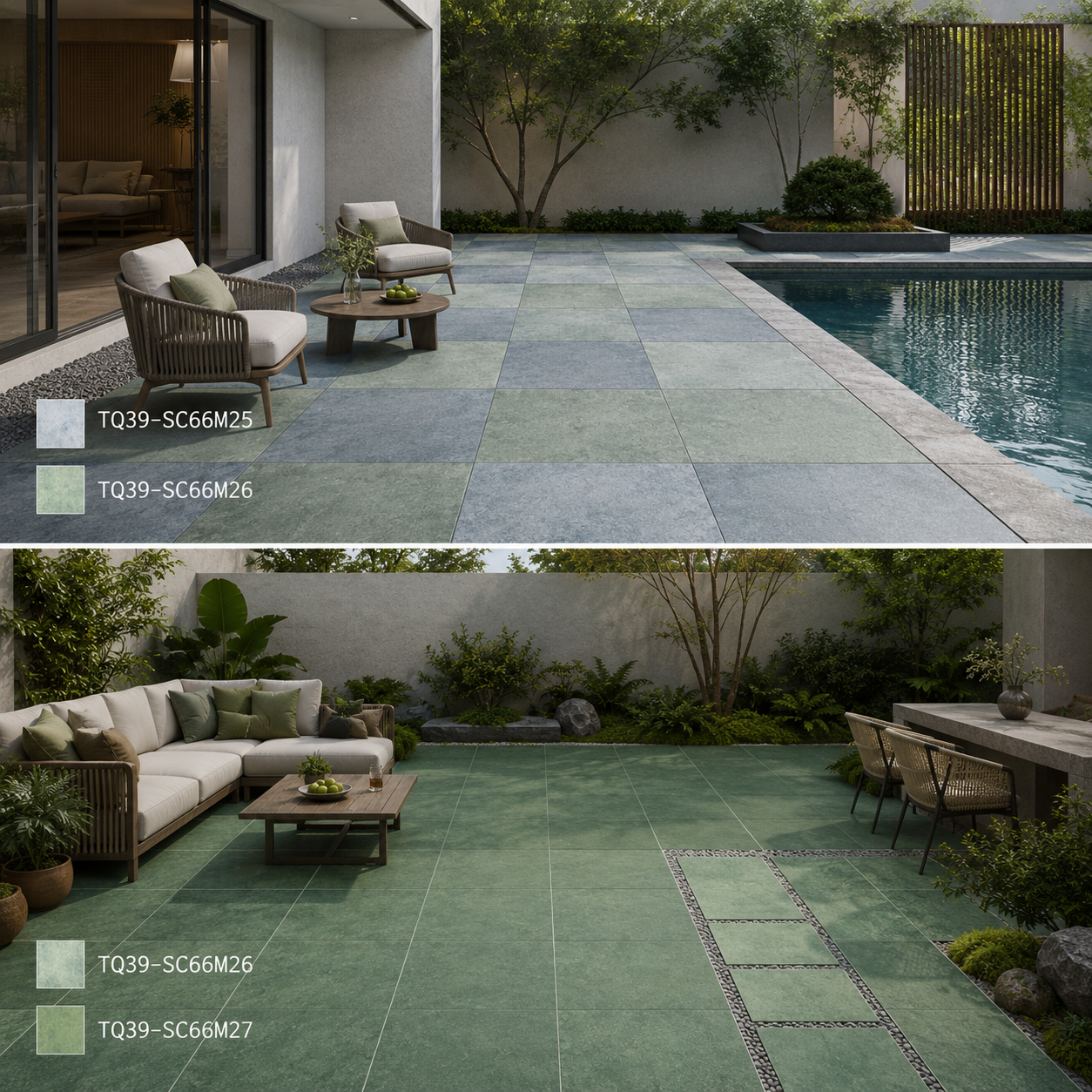 Sky Blue Bali Style Pool Tile for Resort Pools and Sukabumi Look Pool Tile Inspired Outdoor Spaces TQ39-SC66M25
