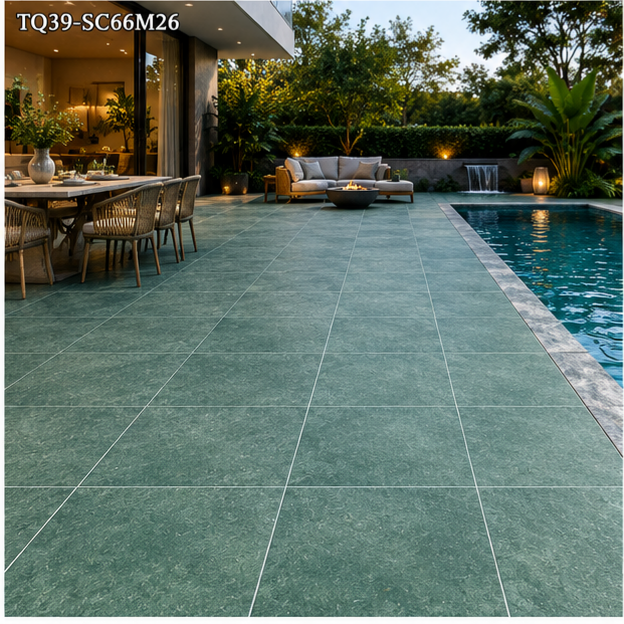 Moss Green Tropical Green Pool Tile as a Sukabumi Look Pool Tile and Bali Green Stone Pool Tile Alternative TQ39-SC66M26