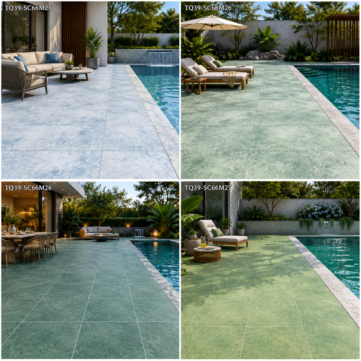 Moss Green Tropical Green Pool Tile as a Sukabumi Look Pool Tile and Bali Green Stone Pool Tile Alternative TQ39-SC66M26