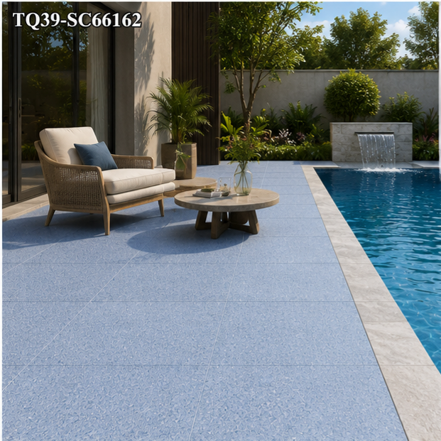 Light Ocean Blue Porcelain Pool Tile for Resort Pools and Bali Style Outdoor Swimming Spaces TQ39-SC66162