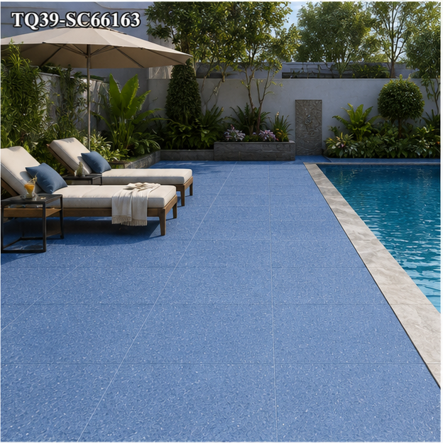 Clear Blue Porcelain Swimming Pool Tile for Spa Pools, Waterline Areas and Resort Villas TQ39-SC66163