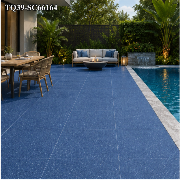 Deep Blue Porcelain Pool Tile for Luxury Resort Pools and Modern Outdoor Water Features TQ39-SC66164