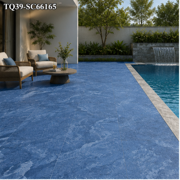 Ocean Wave Blue Stone Look Porcelain Pool Tile for Bali Style Resort Pools TQ39-SC66165