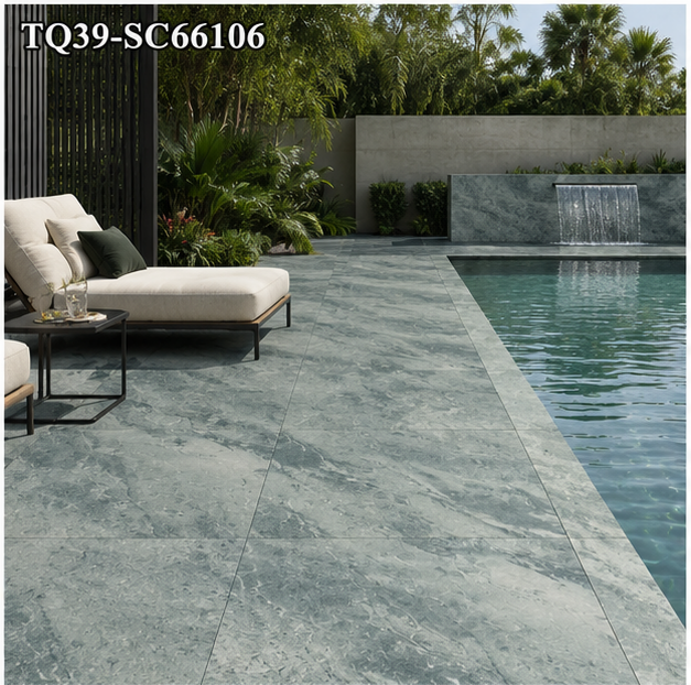 Bali Green Stone Pool Tile Inspired Aqua Green Porcelain Pool Tile for Sukabumi Look Resort Pools TQ39-SC66106