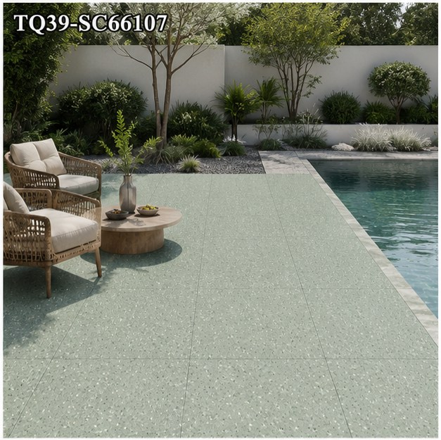 Soft Green Bali Style Pool Tile as a Sukabumi Look Pool Tile Alternative for Spa and Villa Pools TQ39-SC66107