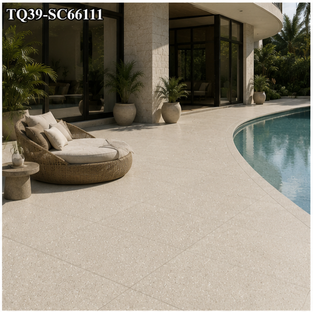 Cream Beige Porcelain Swimming Pool Tile for Spa Pools, Resort Villas and Outdoor Waterline Areas TQ39-SC66111