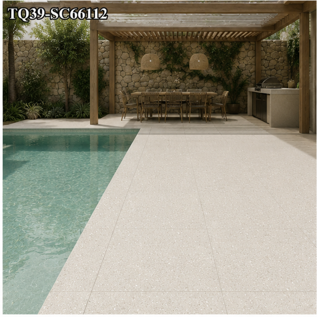 Warm Sand Porcelain Pool Tile for Coastal Resort Pools, Villa Spas and Pool Waterline Design TQ39-SC66112