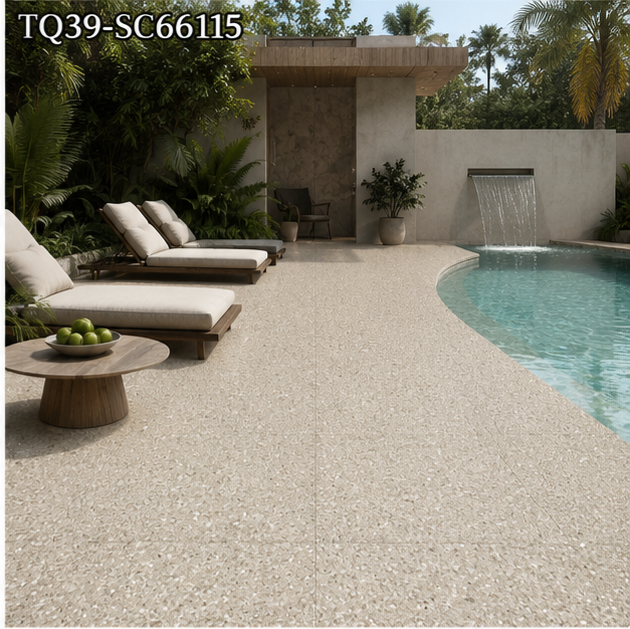 Soft Grey Porcelain Swimming Pool Tile for Spa Pools, Villa Pools and Modern Waterline Design TQ39-SC66115