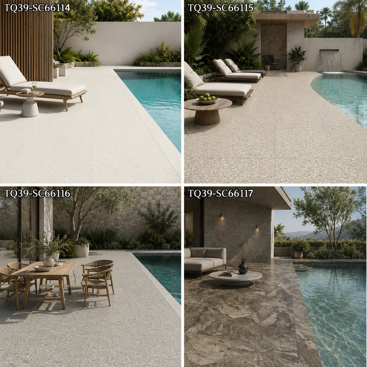 Soft Grey Porcelain Swimming Pool Tile for Spa Pools, Villa Pools and Modern Waterline Design TQ39-SC66115