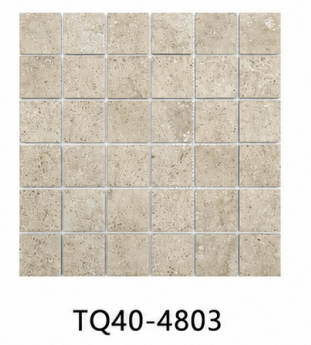 Warm Beige 48x48mm Limestone Look Mosaic Floor Tile for Patio, Pool & Bathroom – TQ40-4803