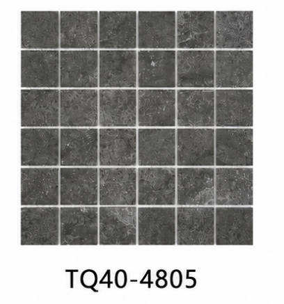 Charcoal Grey 48x48mm Limestone Look Mosaic Tile for Modern Wall, Floor & Pool – TQ40-4805