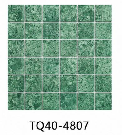 Tropical Green 48x48mm Stone Look Mosaic Pool Tile for Resort, Bathroom & Waterline – TQ40-4807