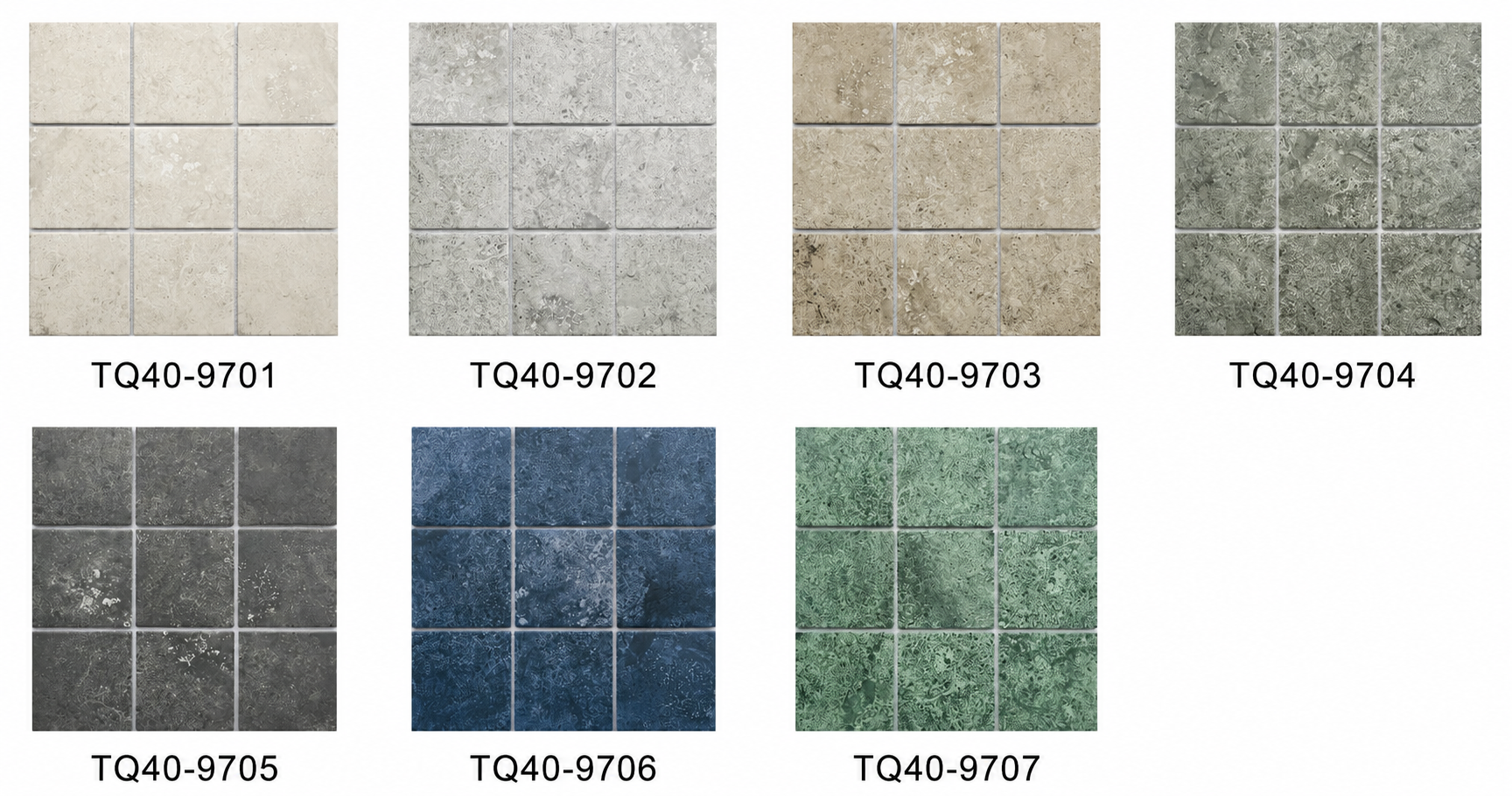 Light Grey 97x97mm Stone Look Mosaic Tile for Bathroom, Shower Floor and Pool Waterline – TQ40-9702