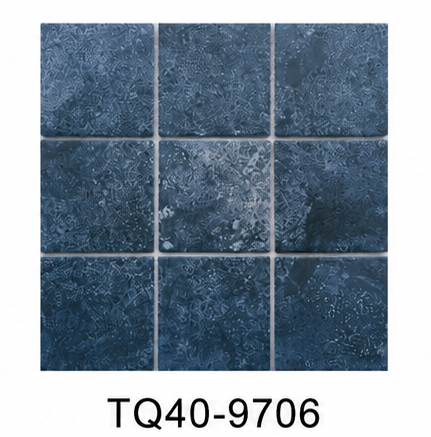 Ocean Blue 97x97mm Stone Look Mosaic Pool Tile for Spa, Shower Wall and Waterline – TQ40-9706