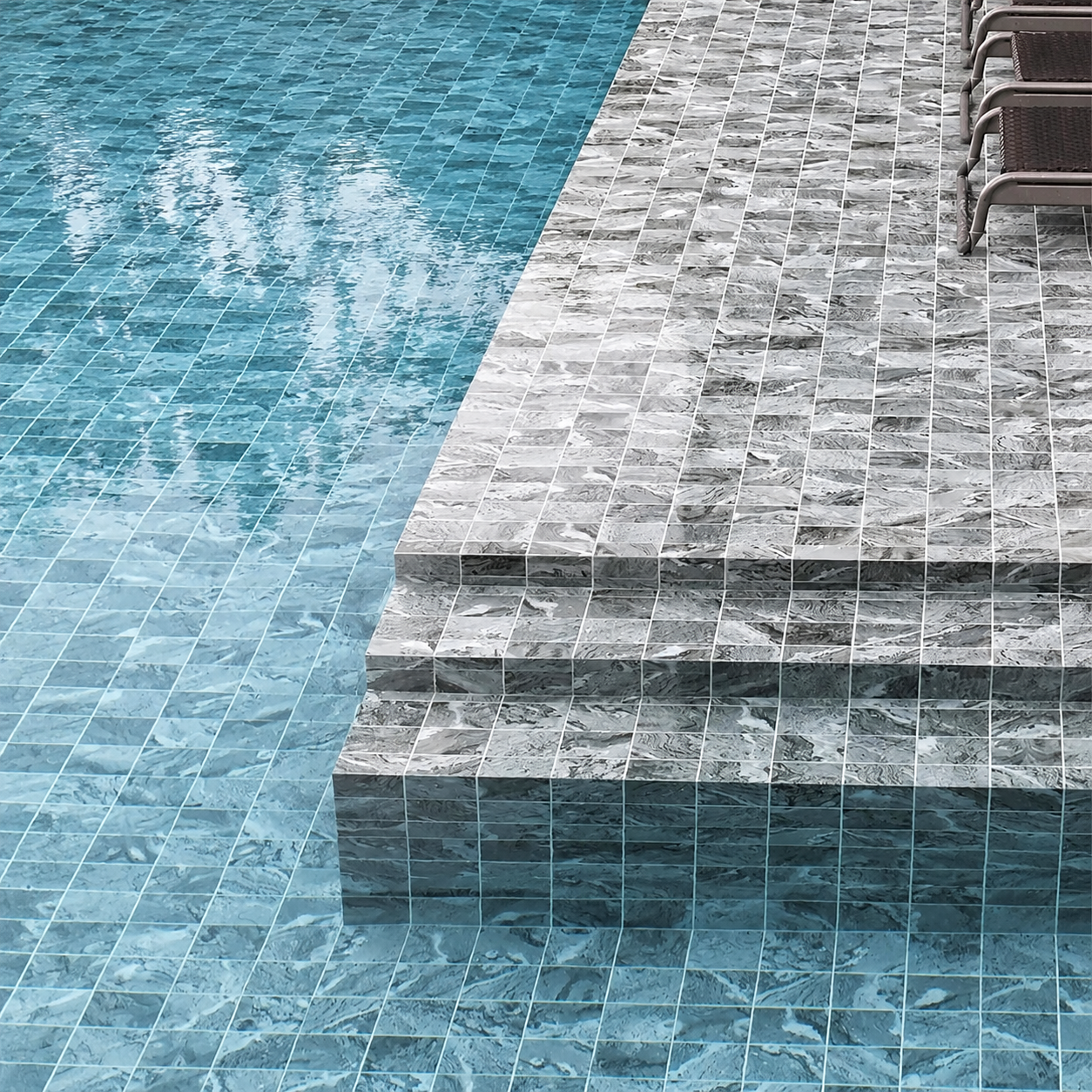 Light Aqua Blue Bali Stone Look 97x97mm Mosaic Pool Tile for Swimming Pool, Spa and Waterline – TQ40-97G1
