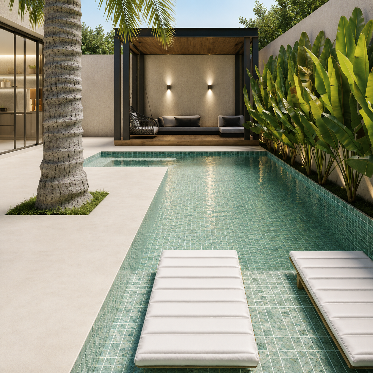 Aqua Green 97x97mm Tropical Stone Look Mosaic Pool Tile for Swimming Pool, Spa and Waterline – TQ40-9797