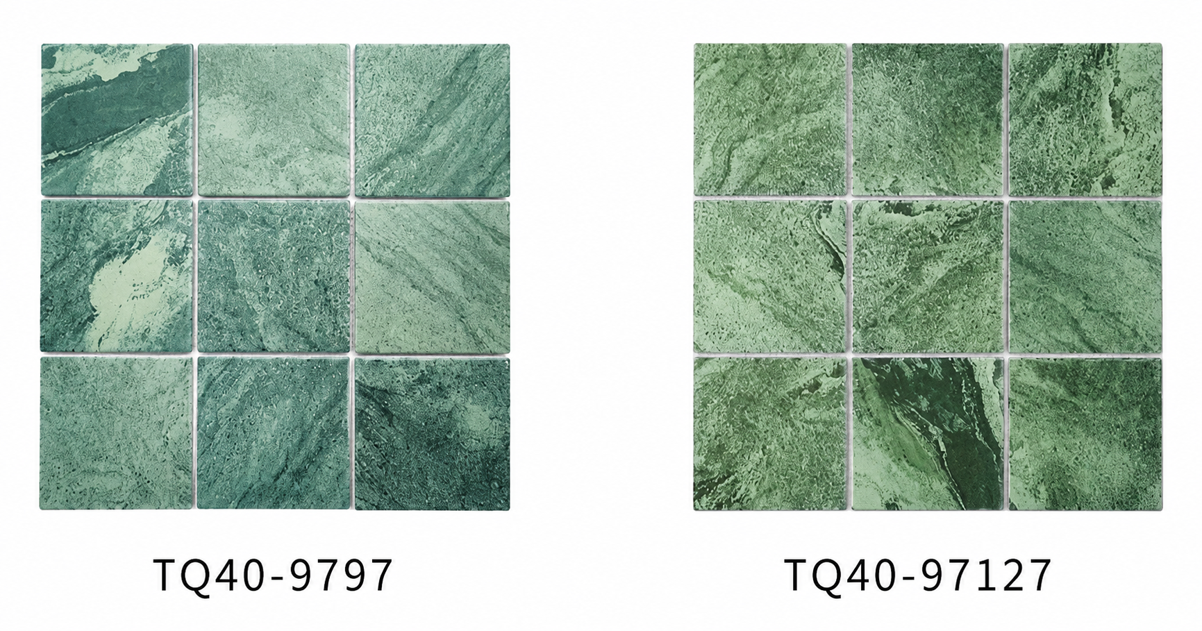 Aqua Green 97x97mm Tropical Stone Look Mosaic Pool Tile for Swimming Pool, Spa and Waterline – TQ40-9797