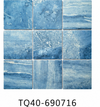 Ocean Blue 97x97mm Natural Stone Look Inkjet Mosaic Pool Tile for Swimming Pool, Spa and Waterline – TQ40-690716